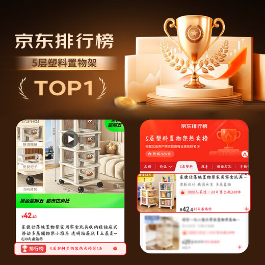 Jiajiesi floor-standing storage rack household snack toy storage cabinet drawer-type mobile multi-layer storage rack trolley transparent drawer model three-layer high cabinet