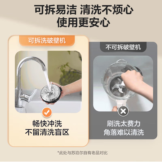 Supor wall-breaking cooking machine SPX908R variable frequency brushless bass detachable wall-breaking machine household mixing soybean milk machine silver SPX908R