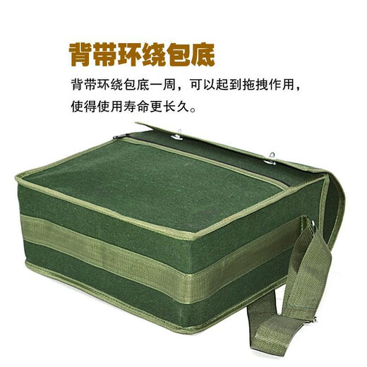 Runhuanian construction site tool bag canvas old coarse cloth thickened with zipper electrician bag woodworking bag bricklayer pocket decoration repair bag thickened large size 40-15-33 cm