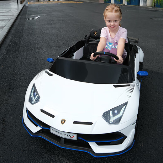 Bedoqi children's electric car four-wheeled car with remote control car for boys and girls, double-seater adult toy car one-year gift, top with red, four-wheel drive 12V10A battery + EVA wheel + remote control