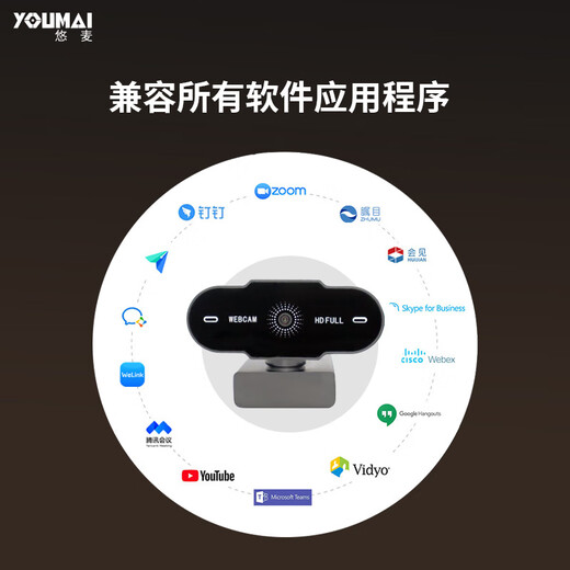 Youmai 1080p high-definition online class desktop computer notebook web camera web live video conferencing camera USB port driver-free audio camera YA62