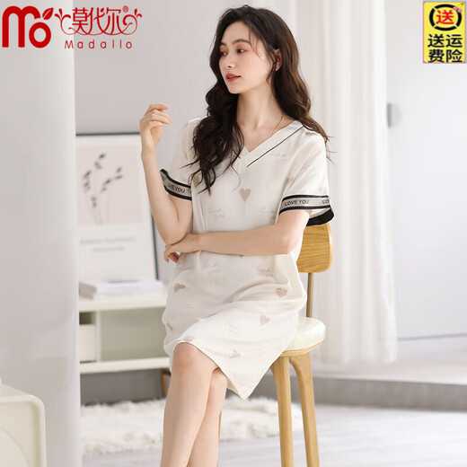 Modales Nachthemd für Damen, Sommer-Eis-Seiden-Kurzarm-Langpyjama, 2025, neues Sommer-Nachahmungs-Seiden-High-End-Licht-Luxus-Kleid 9926 XL 128-145Jin Jin entspricht 0,5 kg