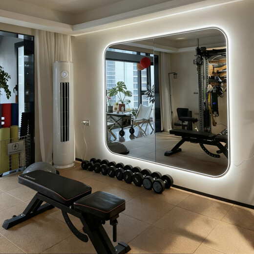 Home dance mirror Pilates yoga studio smart mirror luminous mirror floor-standing full-length mirror wall-mounted private fitness mirror national standard 5MM high-definition copper-free mirror_180*100_three-color light + mirror No