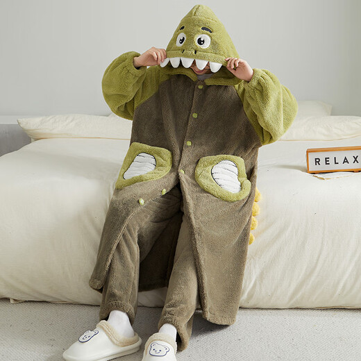 Yu Zhaolin Men's Pajamas Autumn and Winter Coral Velvet Plus Velvet Thickened Winter Youth Pajamas Men's Flannel Bathrobe Home Clothing