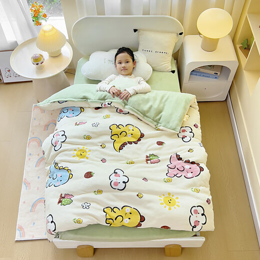 Nanjiren Class A Kindergarten Children's Quilt Winter with Removable and Washable Milk Velvet Quilt Core Autumn Thick Blanket Baby Milk Dragon Class A High Weight Milk Velvet 100x120cm Quilt Cover +1.3Jin Jin equals 0.5kg soybean quilt