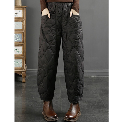 Jibai elderly down cotton pants women's outer wear loose plus fat plus size 2025 winter new thickened warm casual pants brown high quality quilted, card code size up one size XL recommended 115-130Jin Jin is equal to 0.5 kg