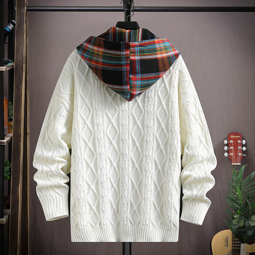 Pierre Cardin fake two-piece cardigan sweater for men spring and autumn 2025 new trendy brand hooded autumn and winter sweater thickened jacket 8997 black XL (about 120~135Jin Jin equals 0.5kg can be worn)