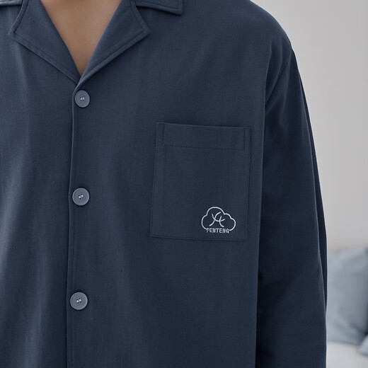 Fenton couple pajamas women's new pure cotton spring and autumn long-sleeved lapel cardigan simple large size young men's home wear suit