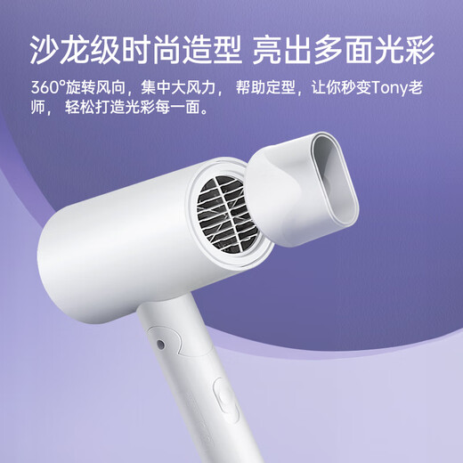 FLYCO hair dryer negative ion household high-power hair dryer dormitory students portable foldable 1800W foldable milk white