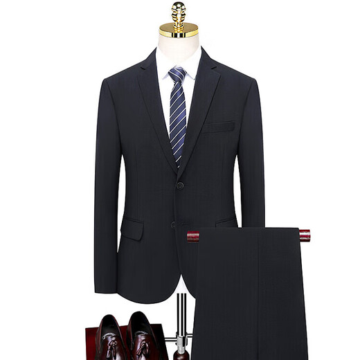 GOLDLION G+ Jinlilai suit men's four seasons new anti-wrinkle slim professional formal suit business dress men's outer black M 170 recommended 125Jin Jin equal to less than 0.5 kg