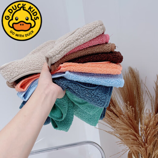 G.DUCKKIDS children's lamb velvet vest, boys and girls, infants, medium and large children, velvet vest, sleeveless jacket, inside and outside, off-white 80 cm, suitable for 70-80cm age 1-2