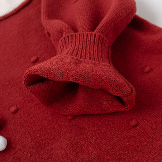 Dudu girl New Year's greetings dress long-sleeved dress New Year's winter dress baby girl skirt autumn and winter children's princess dress baby children's clothing red 100