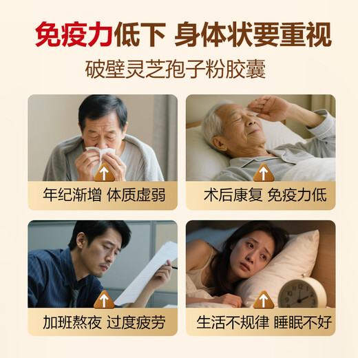 Tilemei 180 capsules extra capacity broken Ganoderma lucidum spore powder capsules Changbai Mountain to enhance immunity and nourish middle-aged and elderly people 0.25g*180 capsules/box monthly quantity