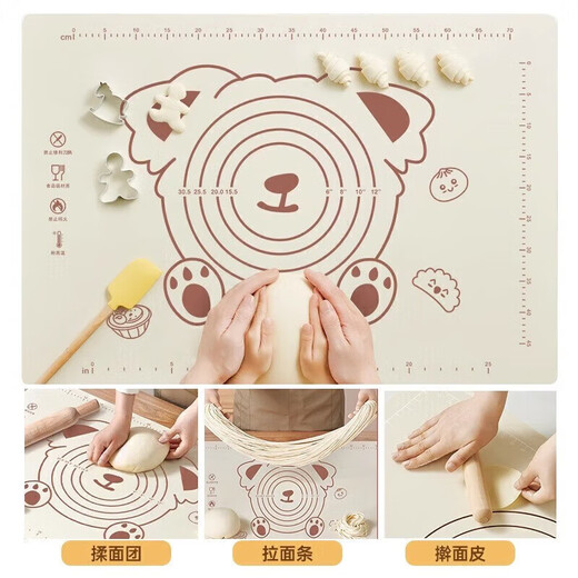 Rice harvesting silicone kneading mat food grade household large rolling mat and dough mat chopping board dumpling mat panel baking mat large with rolling pin 70*50+ dough knife standard thickness