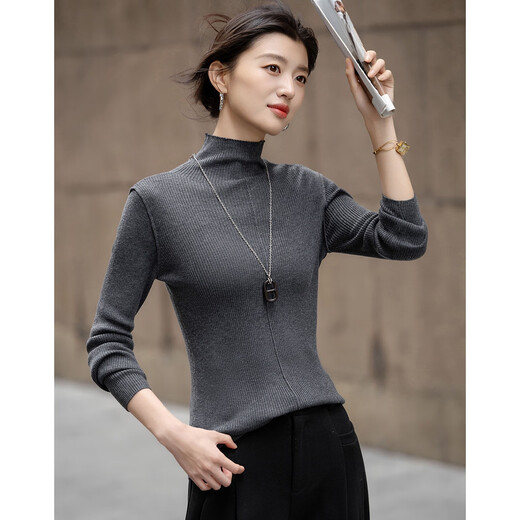 Demana contains fluffy sheep wool, winter temperament half turtleneck sweater, slim base layer, delicate knitted sweater women's top