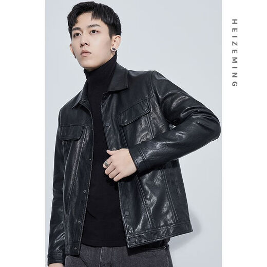 Men's Retro Leather Jacket 2025 Spring and Autumn New Korean Style Leather Jacket PU Leather Simulated Leather Motorcycle Jacket Casual Trend Black No Velvet 3XL 3XL Recommended Size 145-160Jin Jin is equal to 0.5 kg