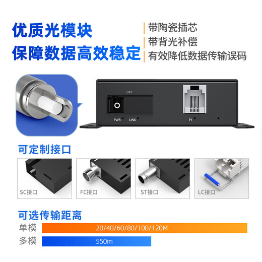 慧谷 电话光端机1路电话 PCM语音光端机 电话光纤收发器延长器 SC接口 HG-811P