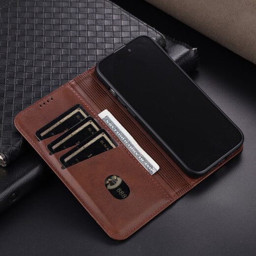 Jioxiang Magnetic Flip Cowgrain Leather Case Suitable for Apple 16ProMax Mobile Phone Case Business All-inclusive Anti-fall Black Apple 16ProMax