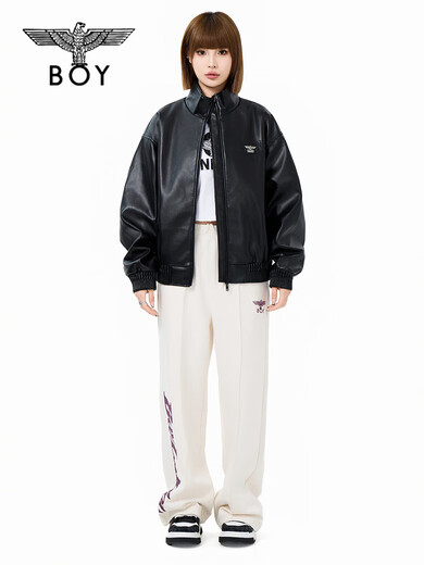 BOY LONDON 2025 Autumn New Men's Leather Jacket Stud Embroidered Retro Trendy Top Women N44004 Black XS