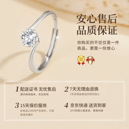 Lao Fengxiang platinum diamond ring for women, platinum engagement diamond ring, wedding anniversary gift for girlfriend and wife, platinum guardian lifetime ring for women - 10 points of real diamonds