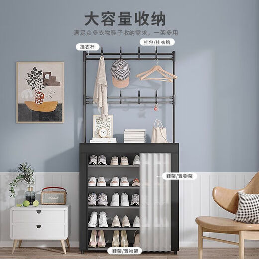 Fantasy floor-standing multi-layer shoe cabinet shoe box sturdy with hook shelf storage shoe and hat rack entry door dust-proof simple shoe rack dust-proof black-7 layers 80
