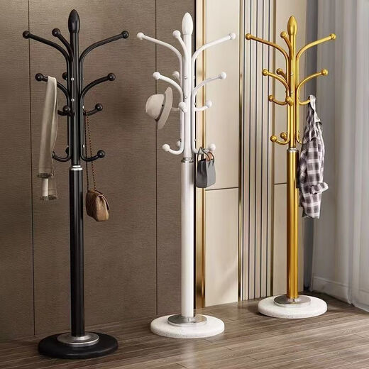 Fantasy European light luxury coat rack marble floor-standing clothes hanger bedroom living room iron simple vertical hanging bag ancient brown thickened marble chassis load-bearing 120 Jin Jin equals 0.5 kg 10-year warranty Big promotion now 00 07 19