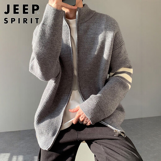 JEEP SPIRIT Jeep suéter para hombre cárdigan abrigo otoño e invierno de gama alta ropa de marca de moda americana