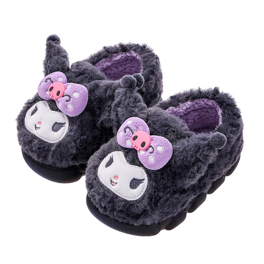 Children's cotton slippers Sanrio girls cute princess baby home indoor mother and daughter non-slip warm furry shoes purple - heel included 17.5 -28/29 inner length 17.5CM about 4-5 years old