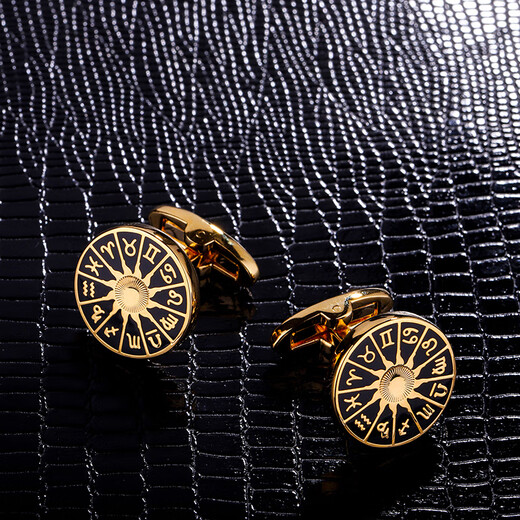 KFLK High-end Cufflinks French Shirt Twelve Constellations Guardian Cuff Nails Men's Cuff Buttons Cufflinks Golden Twelve Constellations K054