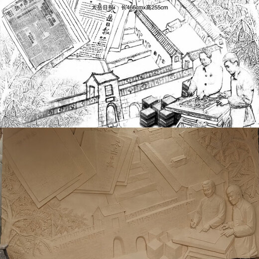 Wen Yijia relief fiberglass sculpture forged copper sandstone cast copper imitation copper figure campus mural plaque stone carving back sandstone relief