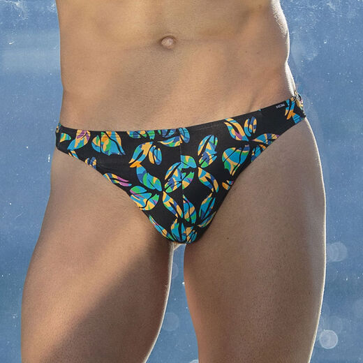 French men's sexy thong mid-low-waist skin-friendly fashionable design seamless single-butt comfortable men's underwear white print S