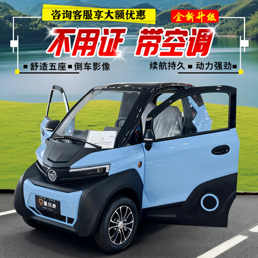 Zhilato's new four-wheeled electric vehicle new energy scooter for the elderly to pick up and drop off children Laotoule small family car women's micro mini fully enclosed battery car Yueying Gray (battery not included) Consult customer service to choose the battery