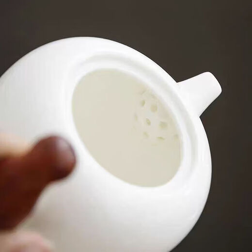 The teapot changes color when exposed to heat, mutton-fat jade changes color, purple sand ceramic tea set, high-grade special master teacup, Xi Shi pot - white single pot 210ml