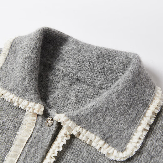 Xiangying Xiaoxiangfeng gray knitted suit skirt for women 2025 winter new style including wool cardigan miu series two-piece set light gray S