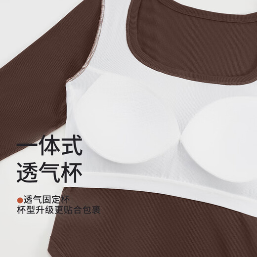 Gigt Jiji yoga clothing top women's autumn and winter with chest pad fixed cup sports long-sleeved slim Pilates training clothing