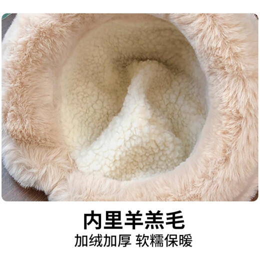 Xue Qianman hat women's autumn and winter new style warm solid color splicing plus velvet thickening high-end Mongolian hat versatile and small face