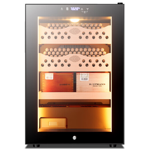 He Jiagong 50C1 Intelligent Temperature Control and Humidity Control Cigar Cabinet Cedar Wood Mini Small Home Embedded Wine Cabinet 50C1 Black Full Cigar Humidity Control + Temperature and Humidity Control + Cedar Wood Cigar Blue +