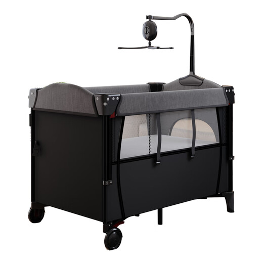 XINBORO multifunctional foldable removable crib spliced large bed baby bed shaker bb bed changing table color supreme model lift bed + mattress + fixed belt + outer bag + high hanging mosquito net + urine