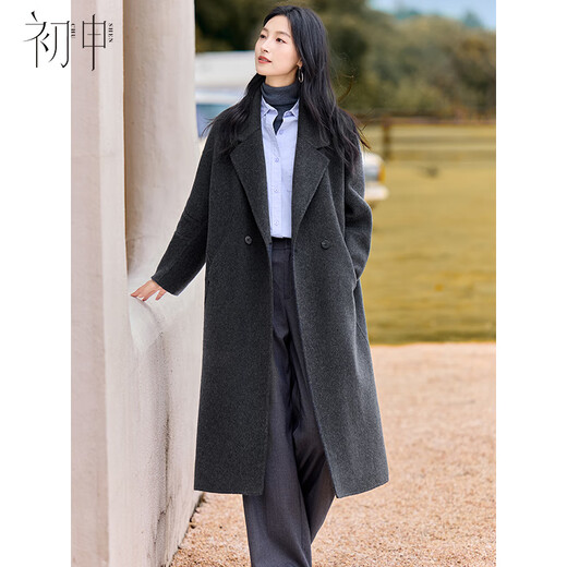 Chushen autumn and winter New Year's wear annual meeting wool coat women's sheep wool lapel loose double-sided woolen long style S54C044