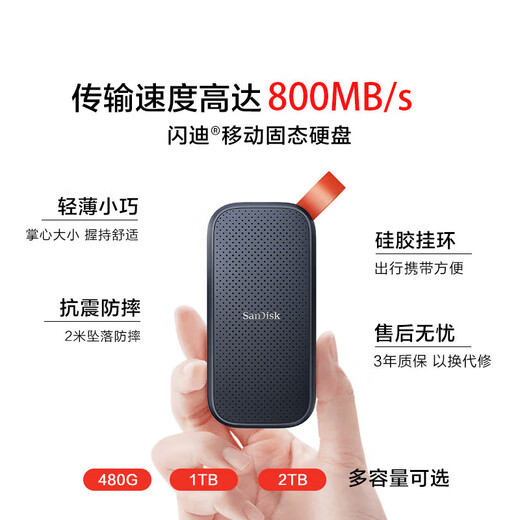 闪迪（SanDisk）1TB Type-c USB3.2移动固态硬盘（PSSD）E30高速 移动SSD 读速800MB/s 兼容手机笔记本电脑