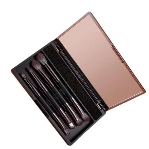 New Little Sparrow makeup brush set mirror box 4 double-ended eye shadow makeup brushes portable mirror brush box multi-function Little Sparrow 4 pieces + box 4 pieces