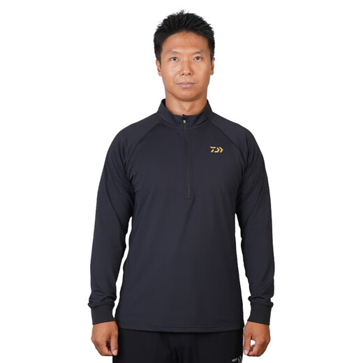 Dayiwa 25 autumn and winter DE6225CS inner fleece long-sleeved shirt, stand-up collar pullover top, inner bottom fishing clothing, black 2XL