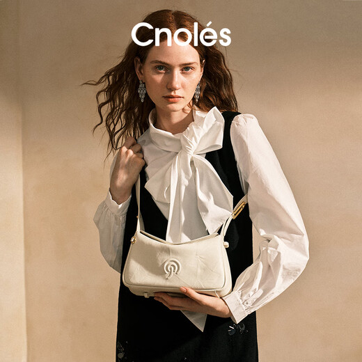 Cnoles Qiyun bag women's cowhide 2025 new crossbody bag light luxury brand large capacity hobo armpit bag