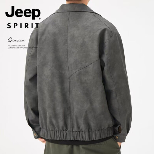 JEEP SPIRIT2025新款复古夹克男翻领秋冬美拉德美式潮流工装痞帅机车皮衣外套 咖色  升级款G1572 M 建议110斤以下