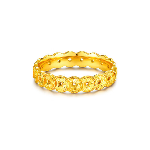 Jinzhizun (3DG Jewelery) Ancient Method Full Money String Gold Ring for Girlfriend’s Birthday Gift Price No. 14 - 3.51g (with jewelry gift box)
