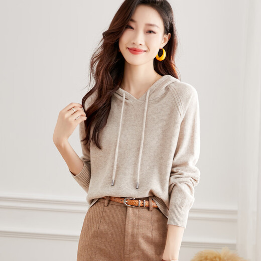 Shexi (Srcr) pure wool sweater autumn and winter all wool hooded sweater 100% wool urban casual sweater sweater