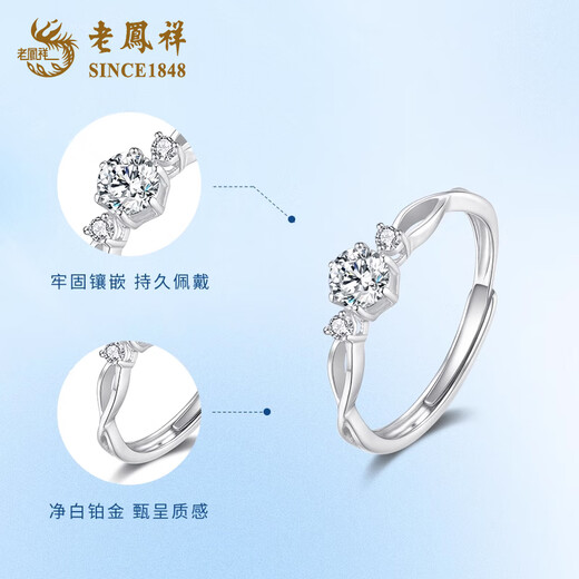 Lao Fengxiang PT950 platinum sparkling ring for women, new platinum ring, birthday gift, Mid-Autumn Festival gift for girlfriend, platinum sparkling ring, about 1.9g, brand gift box