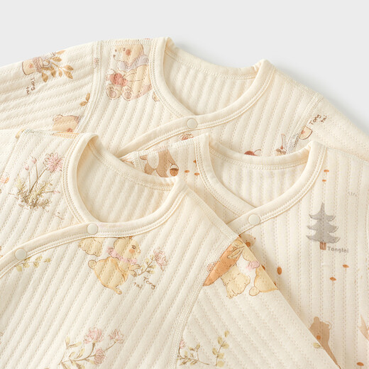 Tongtai (TONGTAI) baby jumpsuit autumn and winter pure cotton warm baby clothes newborn romper pajamas blue 73cm