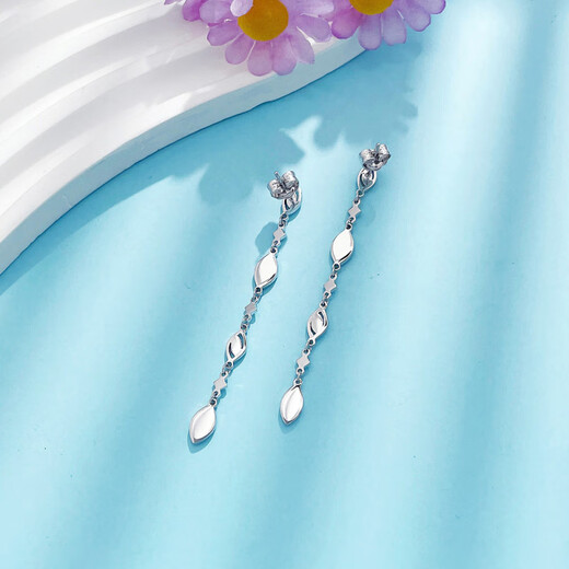 Laofu gold platinum earrings fish scale wheat ear tassel earrings as a gift for your girlfriend as a gift, about 6.04g