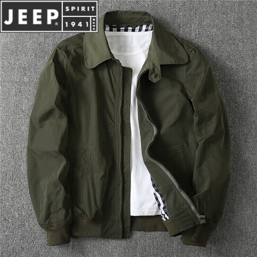 JEEP SPIRIT European and American retro autumn men's windproof and waterproof lapel jacket windbreaker coat short versatile sportswear dark blue (small) L recommended 140-150Jin Jin equals 0.5 kg